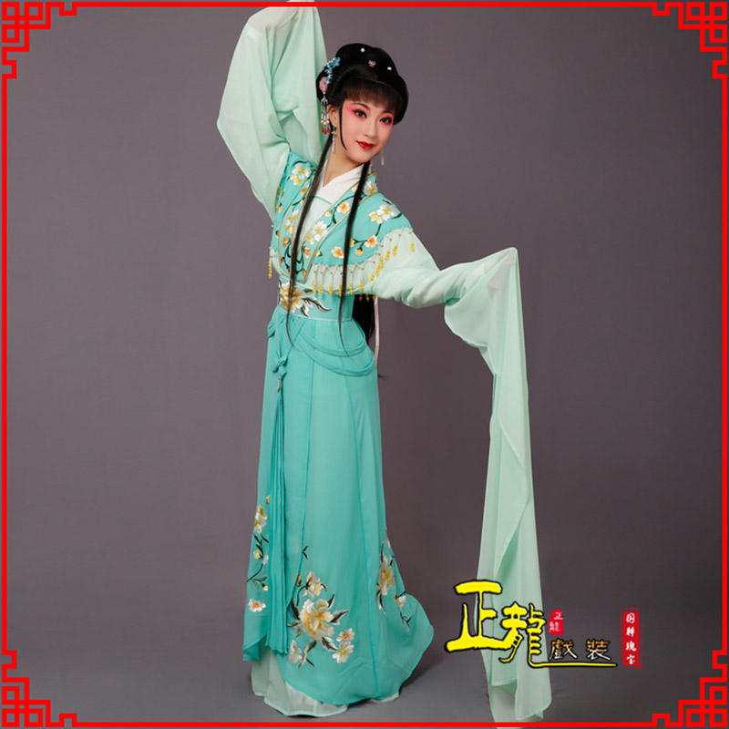 正镶白旗青衣水袖戏服演出服 云肩花旦衣